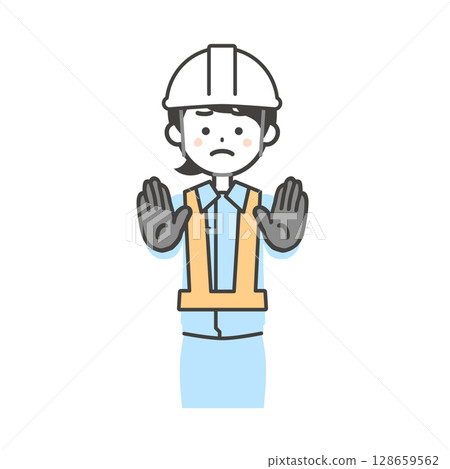 Illustration of a woman wearing work clothes and a helmet 128659562