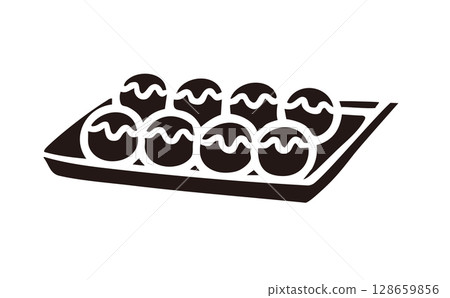 Simple monochrome illustration of takoyaki 128659856