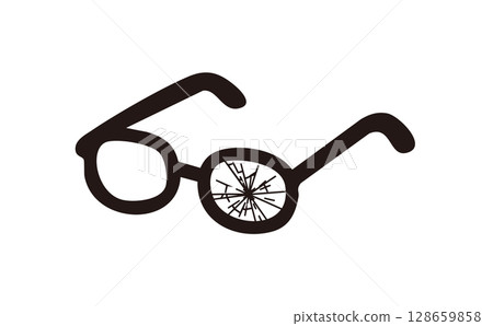 Monochrome illustration of broken glasses Monochrome illustration of broken glasses 128659858
