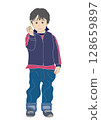 Boy holding spring flowers 128659897