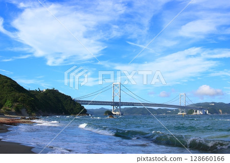 Onaruto Bridge, a suspension bridge connecting Awaji Island and Tokushima Prefecture 128660166