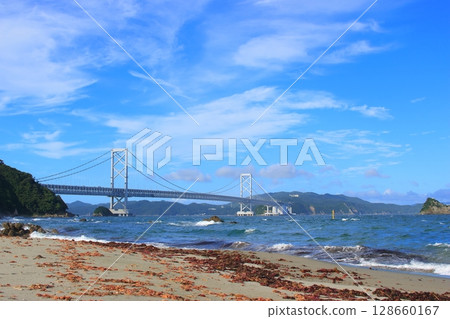 Onaruto Bridge, a suspension bridge connecting Awaji Island and Tokushima Prefecture 128660167