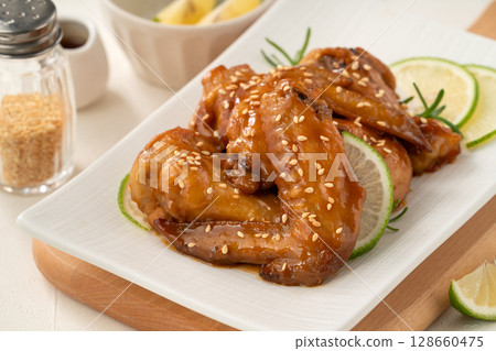 雞翅 檸檬 蜜汁 照燒 烤肉 Teriyaki chicken wing 蜂蜜漬けチキンウィング 128660475