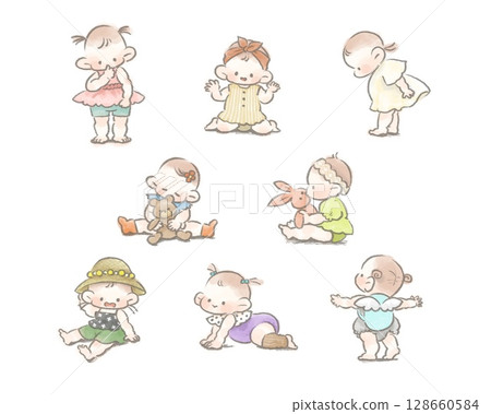 手繪女嬰(夏日時尚) 手繪女嬰(夏日時尚) 128660584