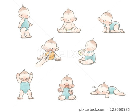 Hand-drawn baby (6 months to 12 months old) 128660585