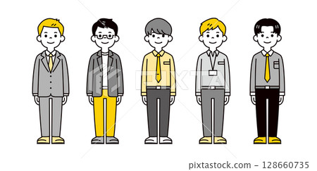 一位年輕商人的簡單全身插圖集_向量 一位年輕商人的簡單全身插圖集_向量 128660735