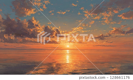 Sunset over the sea 128661176