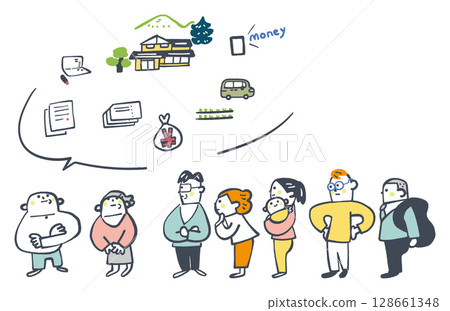 Who holds the key to inheritance: the one who leaves behind the deceased or the one who is left behind? Stock illustrations of a set 128661348