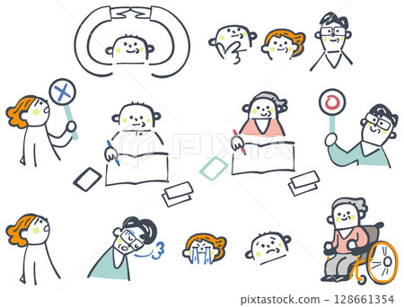 一組可用於解決繼承等問題的家庭理事會的庫存插圖材料 一組可用於解決繼承等問題的家庭理事會的庫存插圖材料 128661354