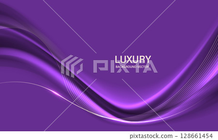 Abstract gold ribbon wave curve on purple luxury background vector 128661454