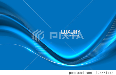 Abstract gold ribbon wave curve on blue luxury background vector Abstract gold ribbon wave curve on blue luxury background vector 128661458