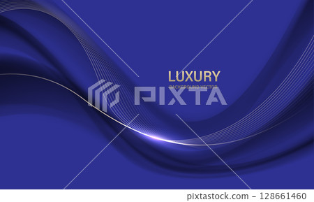 Abstract gold ribbon wave curve on red luxury background vector 128661460