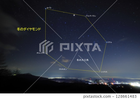 冬季鑽石與冬季大三角 冬季鑽石與冬季大三角 128661483
