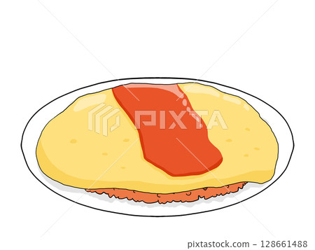 煎蛋捲飯的插圖 128661488