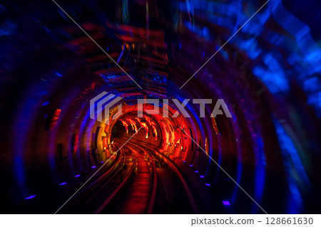 Bund sightseeing motion tunnel light up under Huangpu River, Shanghai 128661630