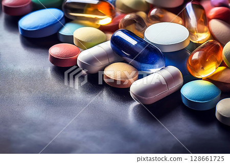 彩色膠囊和藥片 彩色膠囊和藥片 128661725