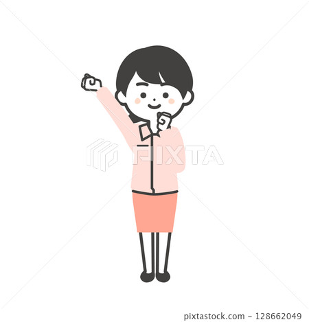 圖:一位身穿工作服和西裝的三頭女人舉起拳頭 圖:一位身穿工作服和西裝的三頭女人舉起拳頭 128662049