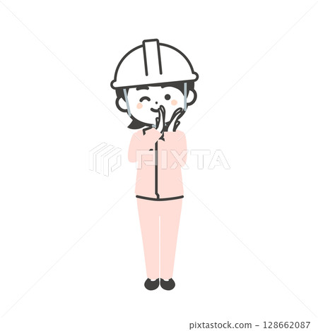 圖:一位三頭女性,頭戴頭盔,身穿工作服,外面套著西裝,一邊鼓掌一邊眨眼 圖:一位三頭女性,頭戴頭盔,身穿工作服,外面套著西裝,一邊鼓掌一邊眨眼 128662087