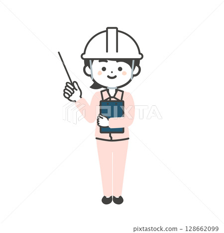 一位三頭女人戴著頭盔，穿著工作服和西裝的插圖 128662099