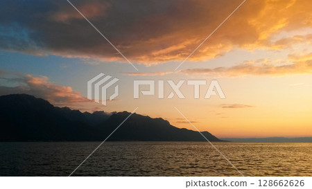 beautiful dramatic landscape of sunset on the sea beach beautiful dramatic landscape of sunset on the sea beach 128662626
