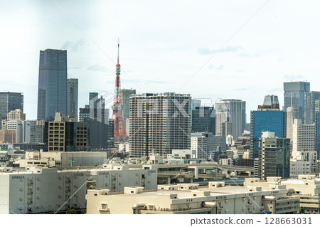 Tokyo Tower seen from Rainbow Bridge Tokyo Tower seen from Rainbow Bridge 128663031