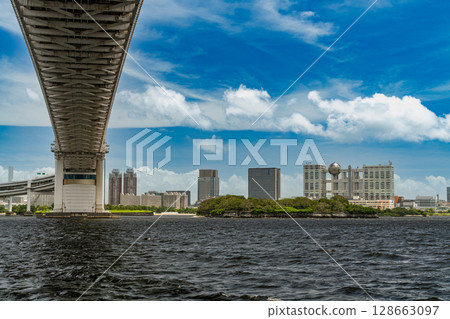 Looking up at Rainbow Bridge from below Looking up at Rainbow Bridge from below 128663097