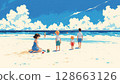 Children playing in the sea 128663126