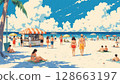 People playing on the beach 128663197