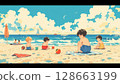 Children playing on the beach 128663199