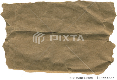 Kraft ripped piece. Brown wrinkled kraft paper sheet for background, packaging, gift wrapping, and creative crafting projects Kraft ripped piece. Brown wrinkled kraft paper sheet for background, packaging, gift wrapping, and creative crafting projects 128663227