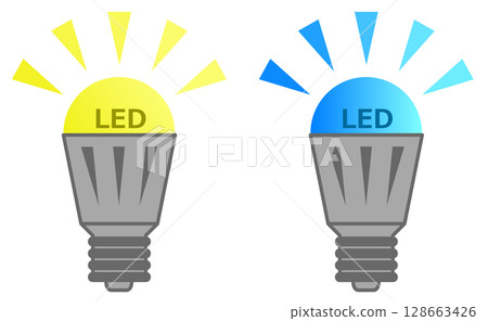 圖示為 LED 燈泡，可用作室內照明的環保節能替代品 128663426