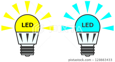 Illustration of an LED bulb that can be used as an eco-friendly, energy-saving replacement for indoor lighting 128663433