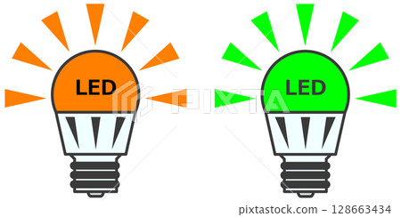 Illustration of an LED bulb that can be used as an eco-friendly, energy-saving replacement for indoor lighting 128663434