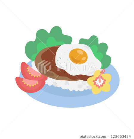 Loco moco 盤子插圖 128663484