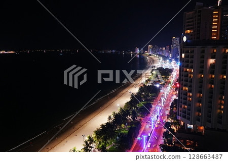 Vietnam Nha Trang coastline at night Vietnam Nha Trang coastline at night 128663487