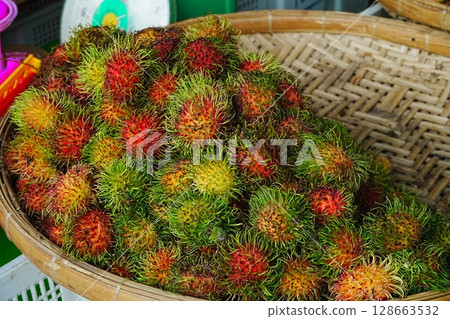 Rambutan at the market Rambutan at the market 128663532