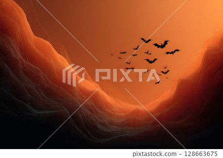Modern Halloween abstract background with seasonal colors and copy space. Great for digital marketing and graphics. 128663675