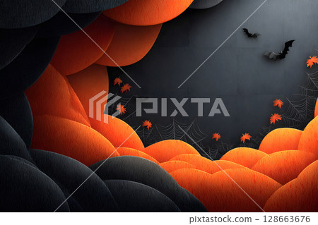 Modern Halloween abstract background with seasonal colors and copy space. Great for digital marketing and graphics. Modern Halloween abstract background with seasonal colors and copy space. Great for digital marketing and graphics. 128663676