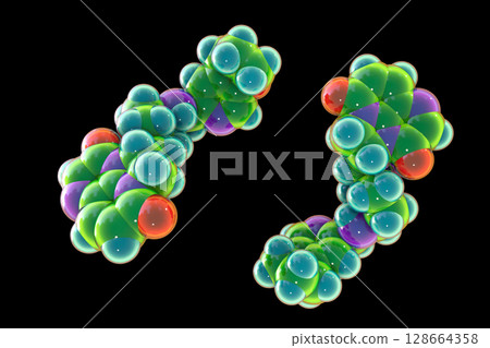 Gepotidacin molecule, 3D illustration. New-generation antibiotic targeting bacterial DNA replication. Effective against resistant pathogens like Neisseria gonorrhoeae and E. coli. Gepotidacin molecule, 3D illustration. New-generation antibiotic targeting bacterial DNA replication. Effective against resistant pathogens like Neisseria gonorrhoeae and E. coli. 128664358