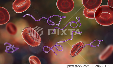 Borrelia bacteria in blood Borrelia bacteria in blood 128665159