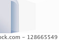 Modern Minimalist Architecture with Curved Blue Archway and White Geometric Forms 128665549