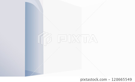 Modern Minimalist Architecture with Curved Blue Archway and White Geometric Forms 128665549