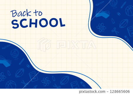 Back to school background theme stationery supplies elements vector illustration sale banner template Back to school background theme stationery supplies elements vector illustration sale banner template 128665606