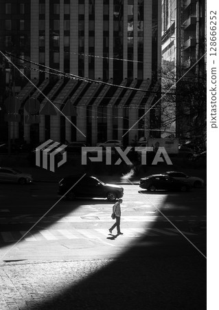 Young Couple Crossing Urban Street in Kyiv, Ukraine - Editorial Image 128666252