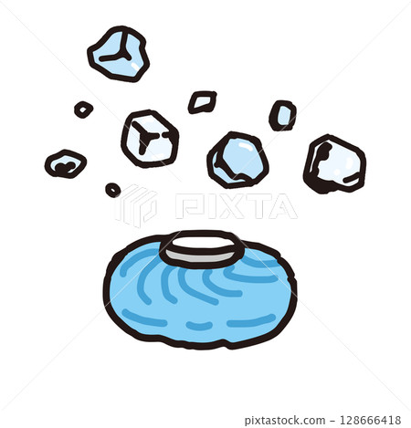 Hand drawn illustration of ice and ice pack 128666418