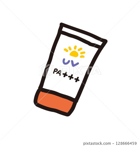 Hand-drawn illustration of UV protection sunscreen cream Hand-drawn illustration of UV protection sunscreen cream 128666459