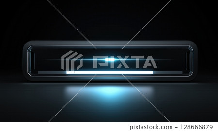 Futuristic Glowing Bar in Darkness 128666879