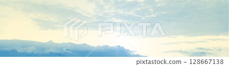 Blue clouds in morning sunny gradient sky with halftone effect Polka dot texture bg. Dramatic smoke or fog in pop art comics style. Retro Fluffy dotted cloudy background. Vector illustration Blue clouds in morning sunny gradient sky with halftone effect Polka dot texture bg. Dramatic smoke or fog in pop art comics style. Retro Fluffy dotted cloudy background. Vector illustration 128667138