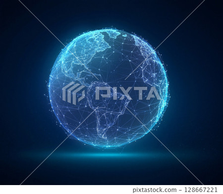 Minimalist globe design showcasing an abstract network of connections representing globalization and digital communication Minimalist globe design showcasing an abstract network of connections representing globalization and digital communication 128667221