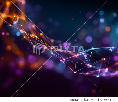 Futuristic glowing network connections depicting digital interaction in vibrant colors Futuristic glowing network connections depicting digital interaction in vibrant colors 128667410